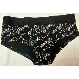 New Victoria's Secret PINK Holiday Lights Logo Waistband‎ Hipster Panty ~Size M